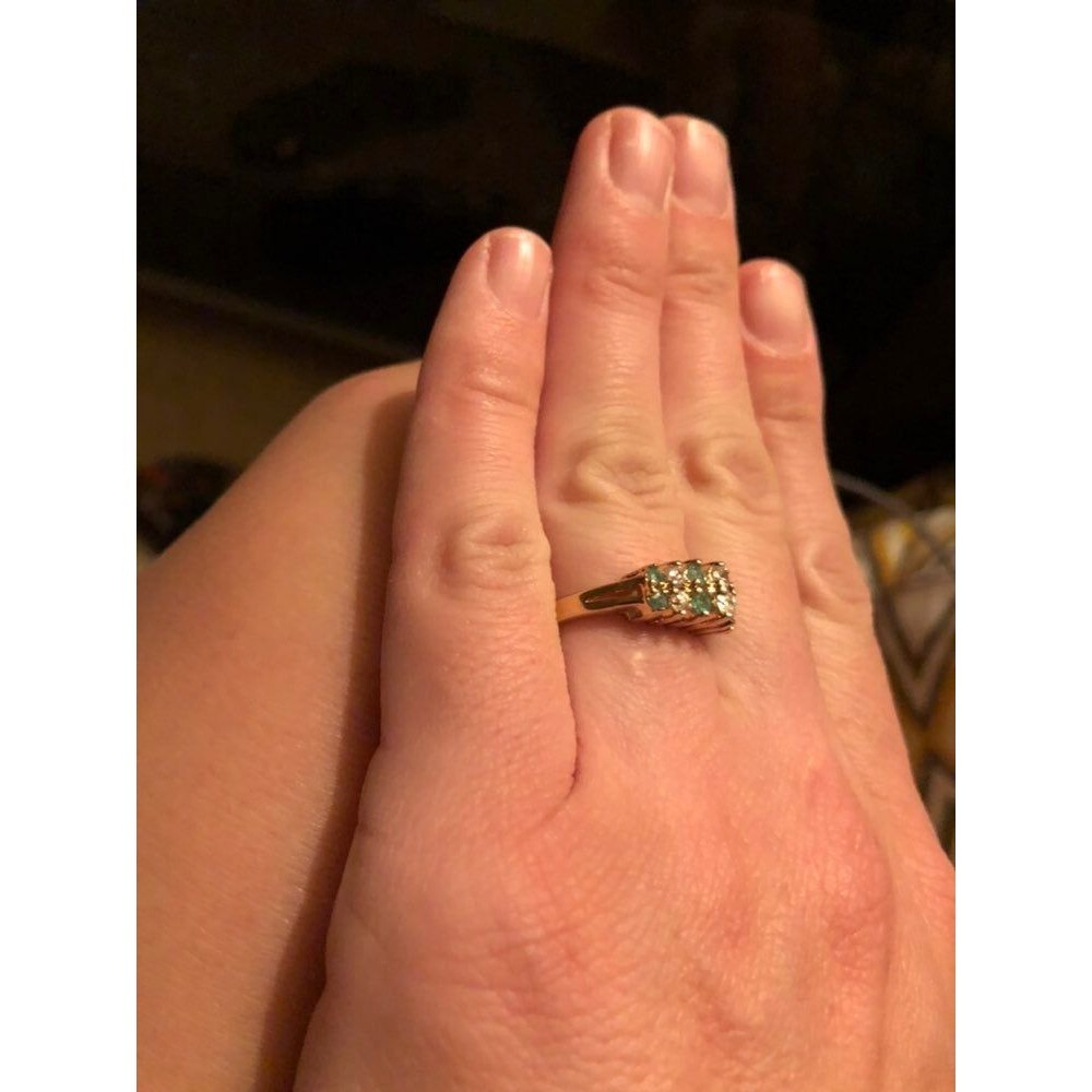 14k Gold Diamonds and Emeralds Ring